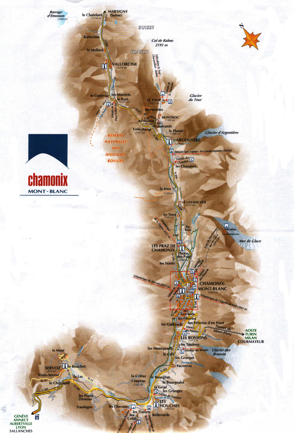 chamonix kartta Chamonix Town Maps, Les Houches Town and Argentiere Village Map chamonix kartta