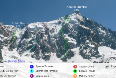 Aiguille du Midi North face mountaineering routes